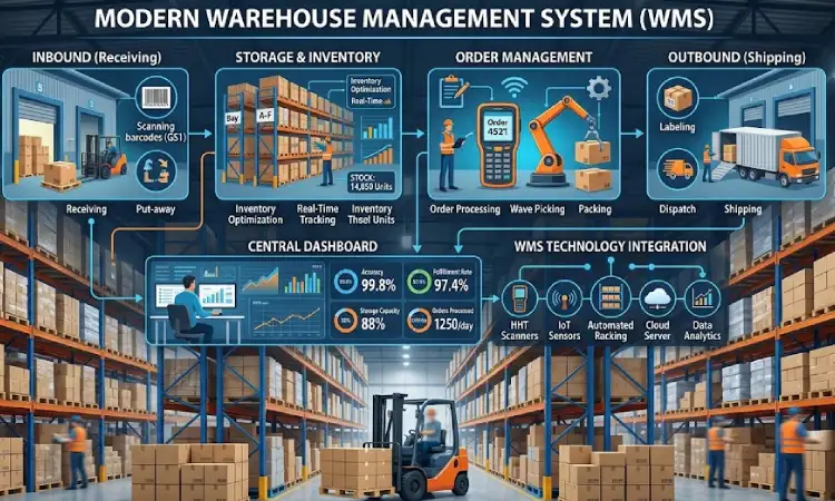 Gambaran tentang Warehouse Managemen System, Sumber: AI